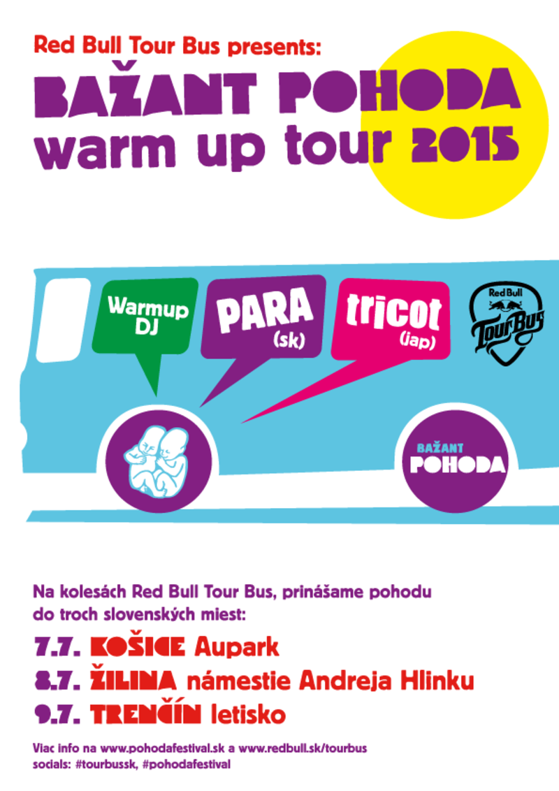 Red Bull Tour Bus to travel during  Bažant Pohoda Warm Up Tour