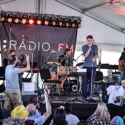 Alex Kapranos of FFS performed with Baláž and Hubinák