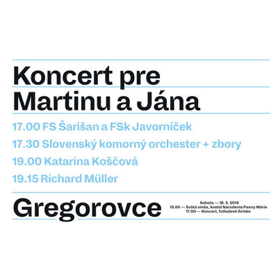 Koncert pre Martinu a Jána 18. mája 2019 v Gregorovciach