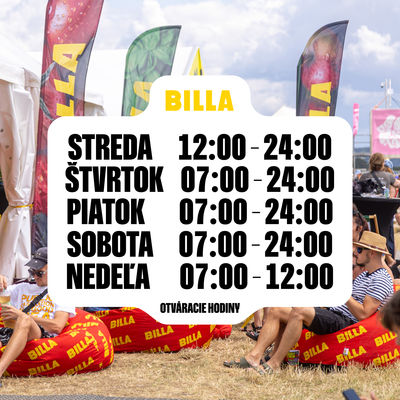 Opening hours of the BILLA store at Pohoda 2026