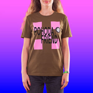 POHODA FRIEND Unisex T-Shirt_Khaki with Pink